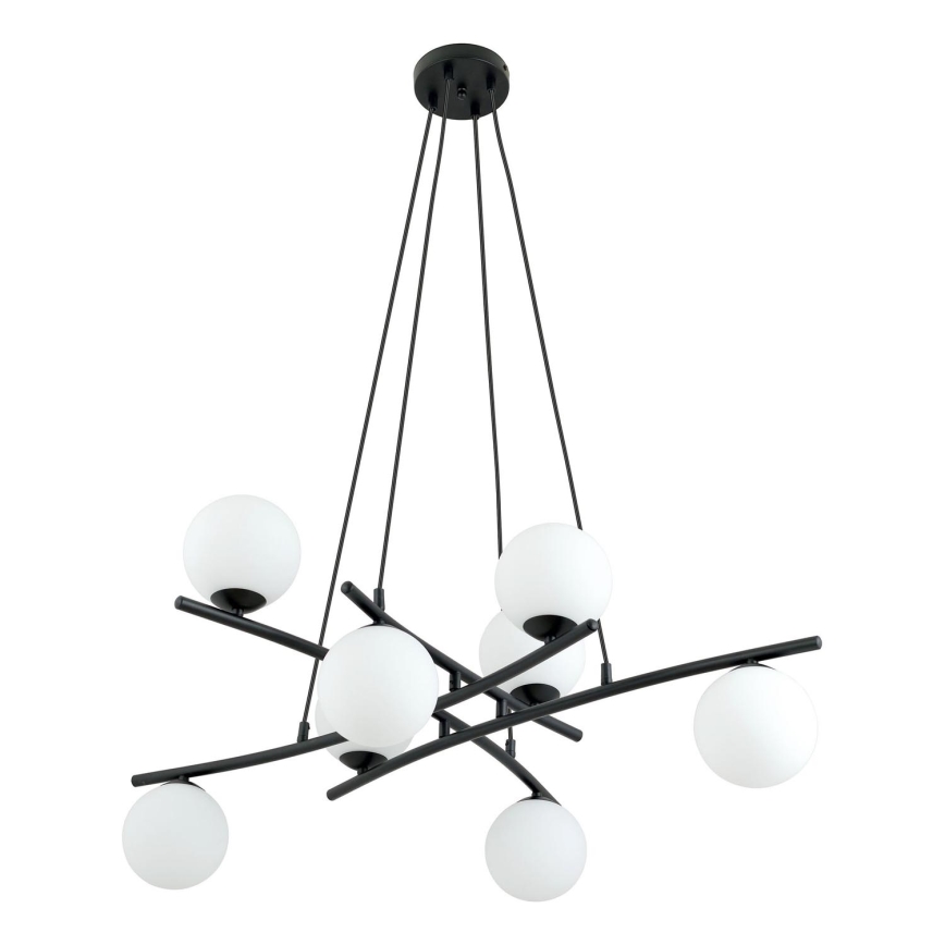Lustra ar auklu ESSA 8xE14/10W/230V melna/balta