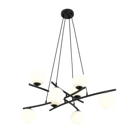 Lustra ar auklu ESSA 8xE14/10W/230V melna/balta