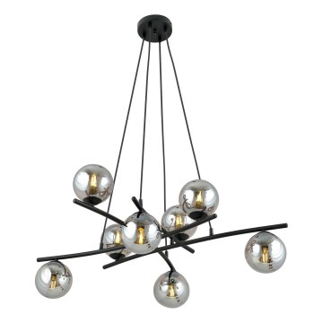 Lustra ar auklu ESSA 8xE14/10W/230V melna/dūmakains