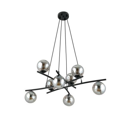 Lustra ar auklu ESSA 8xE14/10W/230V melna/dūmakains