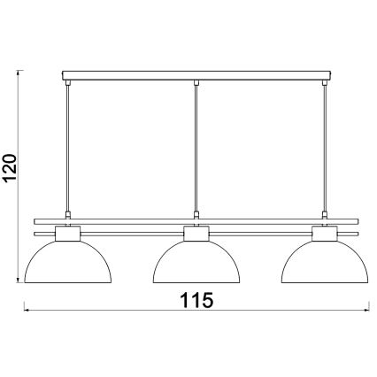 Lustra ar auklu ESTATE 3xE27/15W/230V zila
