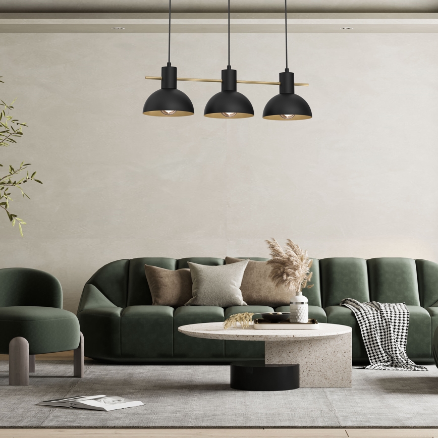 Lustra ar auklu ESTATE MINI 3xE27/15W/230V melna