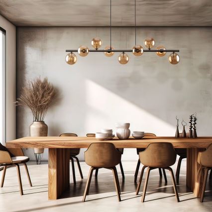 Lustra ar auklu ESTERA 9xG9/6W/230V brūna/dūmakains bēša