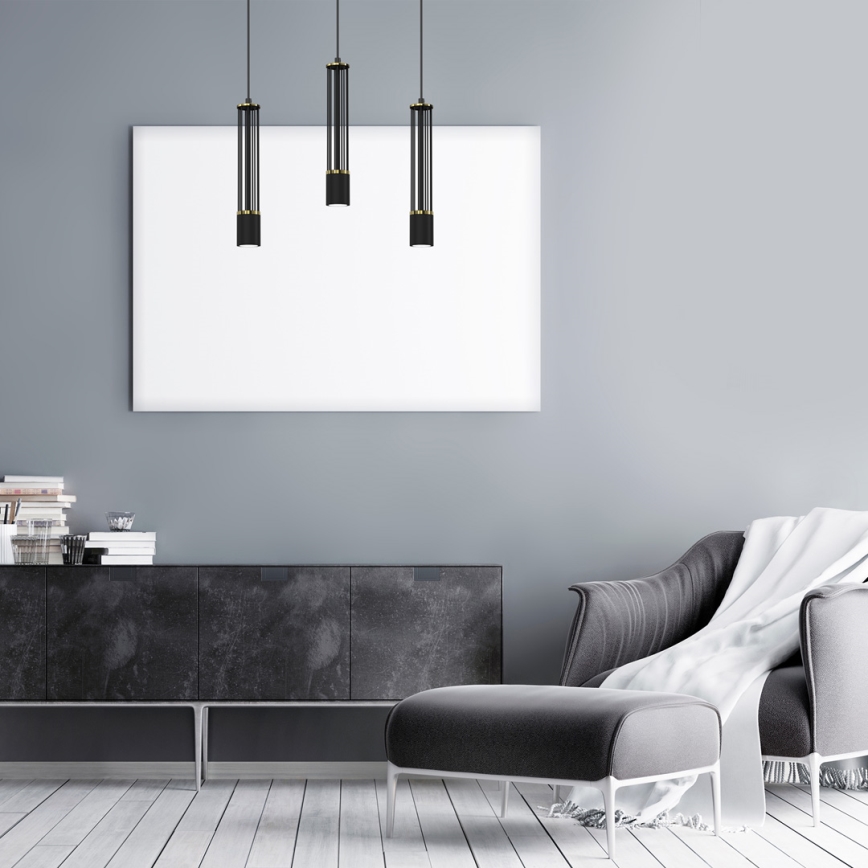 Lustra ar auklu ESTILO 3xGU10/40W/230V melna