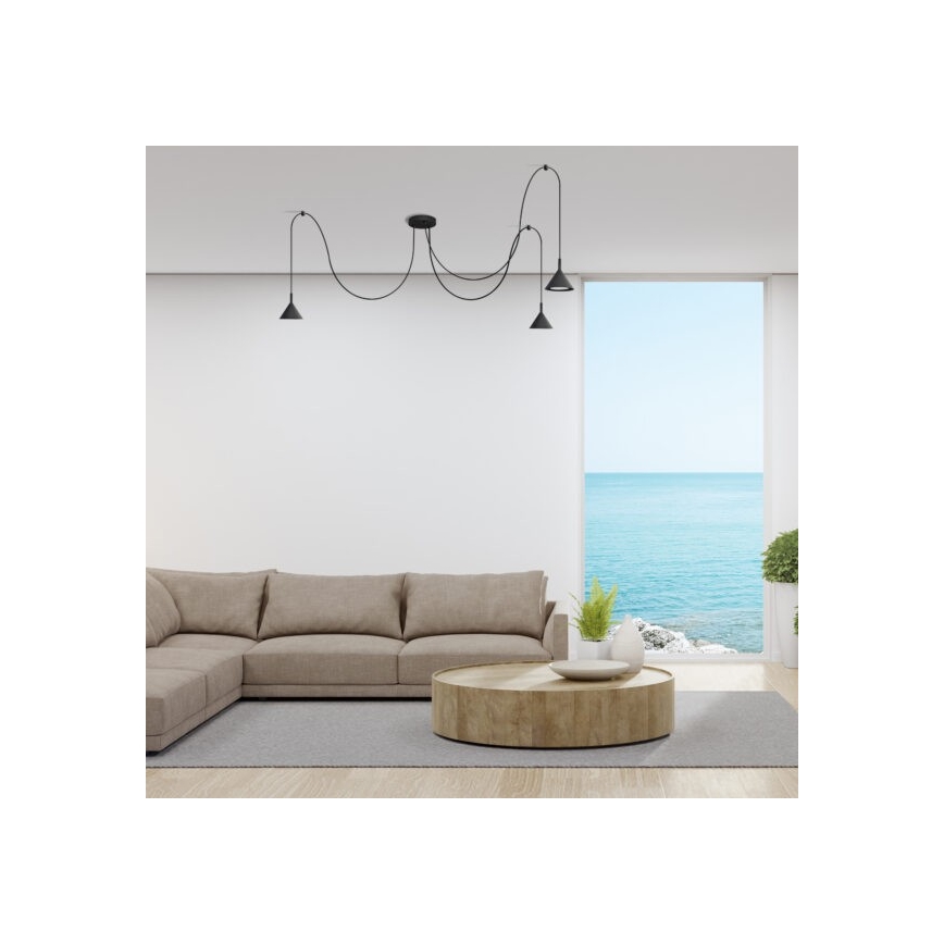 Lustra ar auklu ETNA LONG 3xGX53/10W/230V zirneklis melna