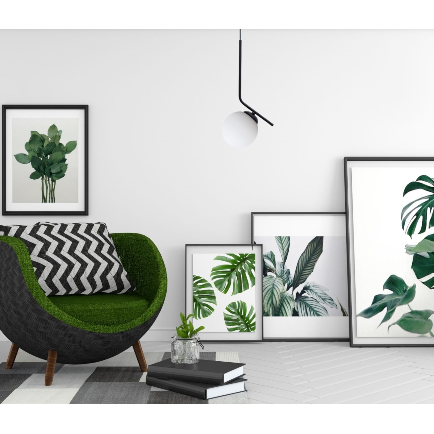 Lustra ar auklu FIRA 1xE27/60W/230V melna