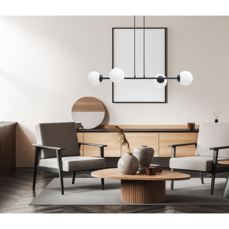 Lustra ar auklu FIRA 4xE27/60W/230V melna