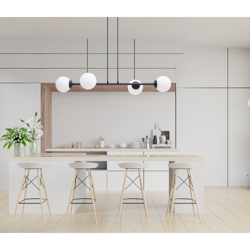 Lustra ar auklu FIRA 4xE27/60W/230V melna