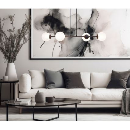 Lustra ar auklu FIRA 4xE27/60W/230V melna