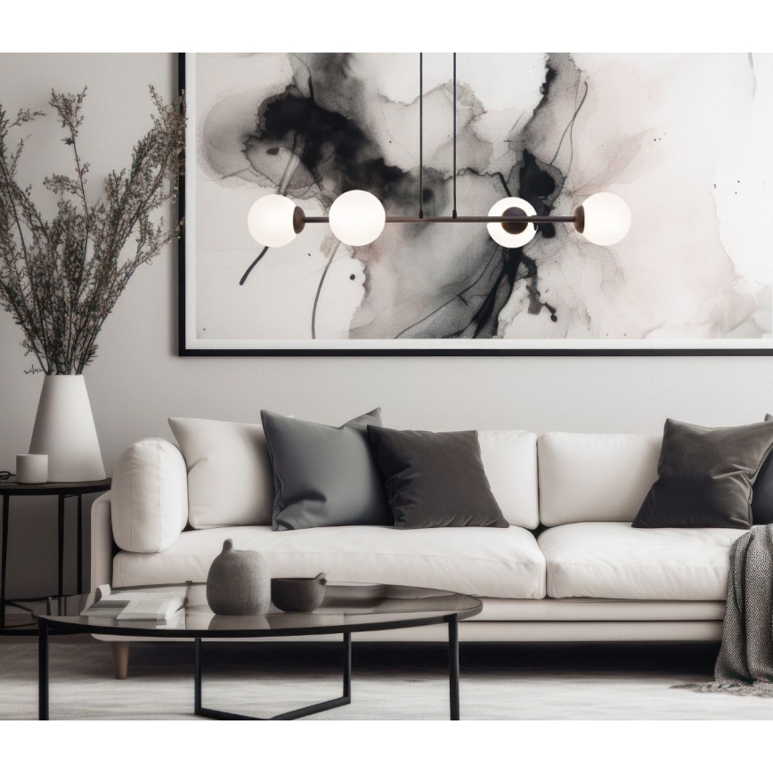 Lustra ar auklu FIRA 4xE27/60W/230V melna