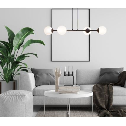 Lustra ar auklu FIRA 4xE27/60W/230V melna