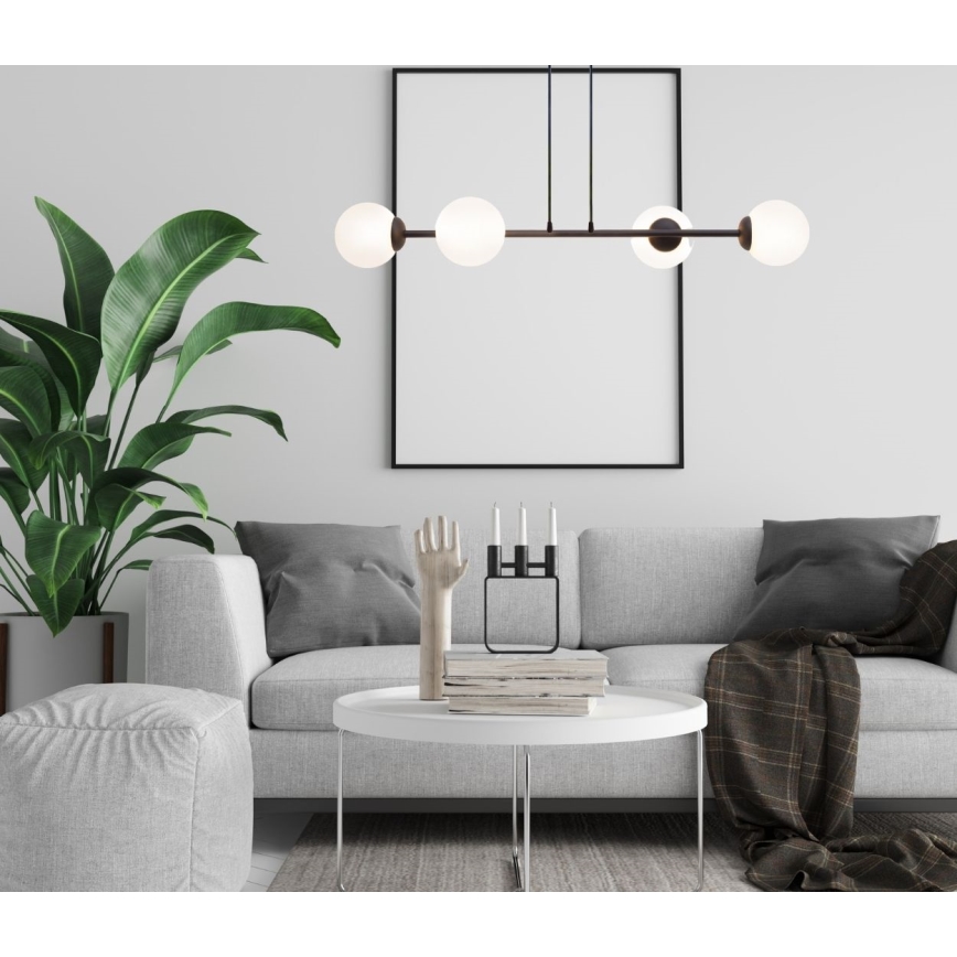 Lustra ar auklu FIRA 4xE27/60W/230V melna