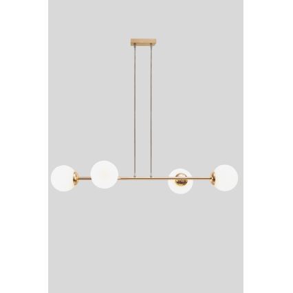 Lustra ar auklu FIRA 4xE27/60W/230V zelta