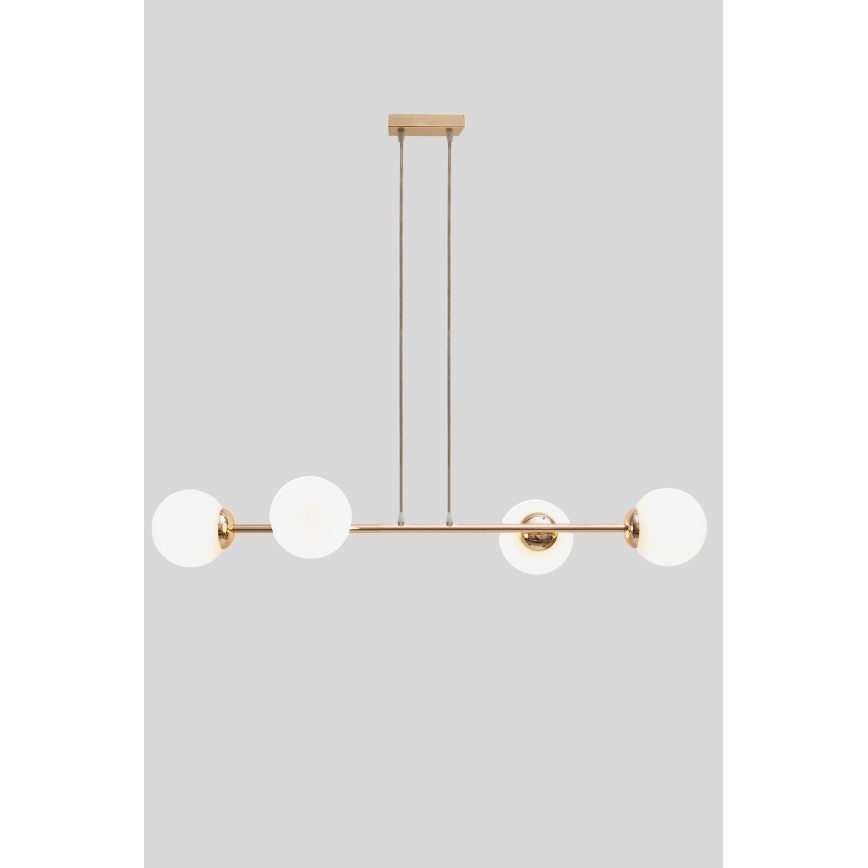 Lustra ar auklu FIRA 4xE27/60W/230V zelta