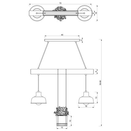 Lustra ar auklu FLORA 2xE27/60W/230V