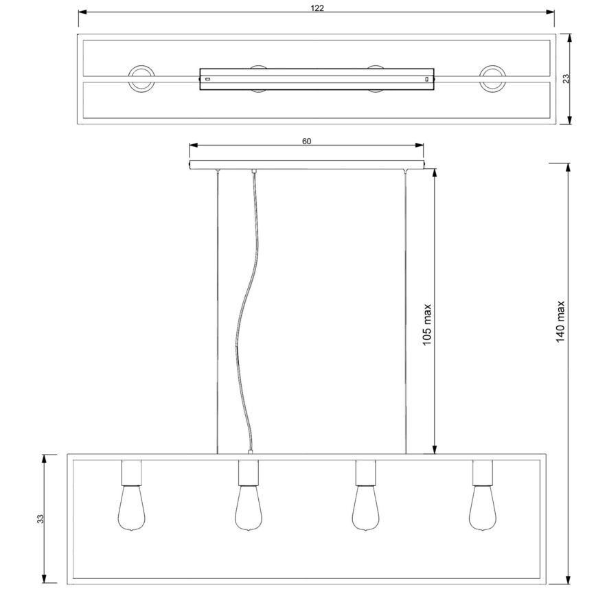 Lustra ar auklu FRAME 4xE27/60W/230V melna