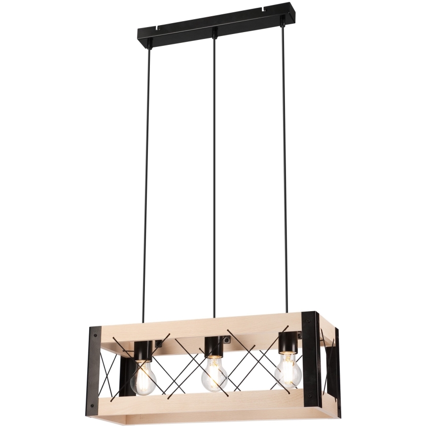 Lustra ar auklu FRIDA 3xE27/60W/230V melna/bēšs dižskābardis