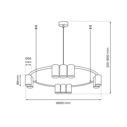 Lustra ar auklu GENESIS 10xGU10/8W/230V balta