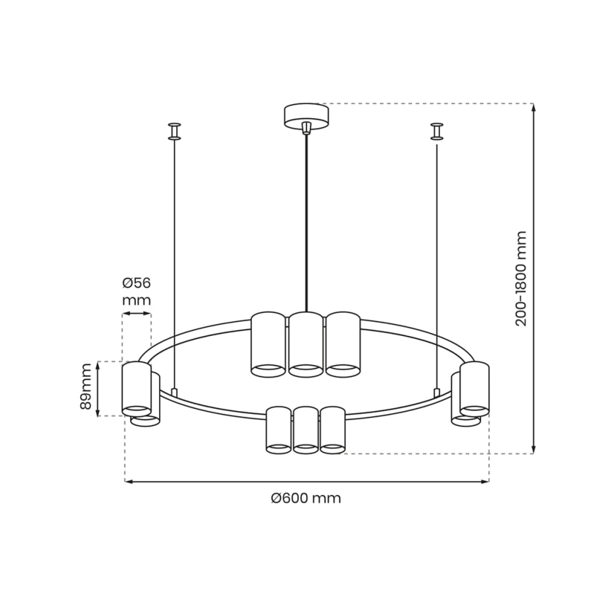 Lustra ar auklu GENESIS 10xGU10/8W/230V zelta