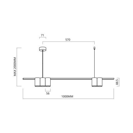 Lustra ar auklu GENESIS 5xGU10/8W/230V melna