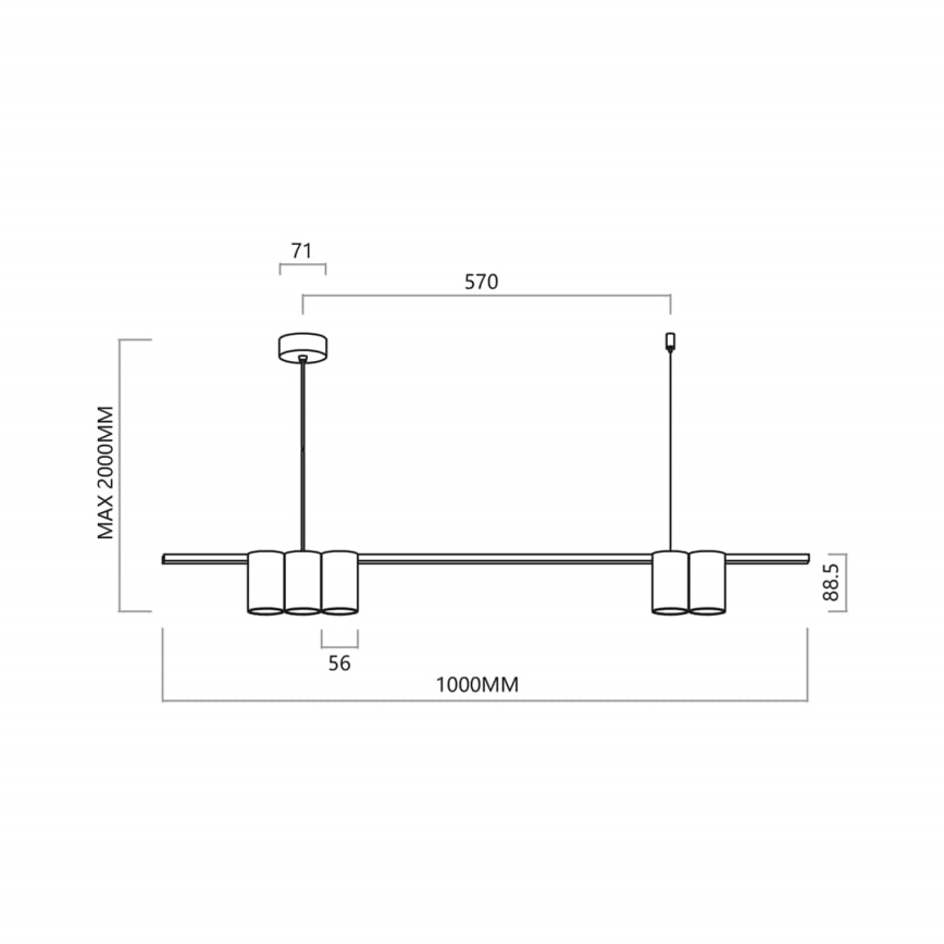 Lustra ar auklu GENESIS 5xGU10/8W/230V melna
