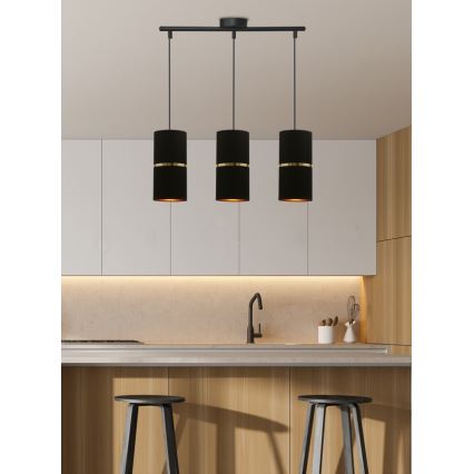 Lustra ar auklu GINA 3xE27/60W/230V melna