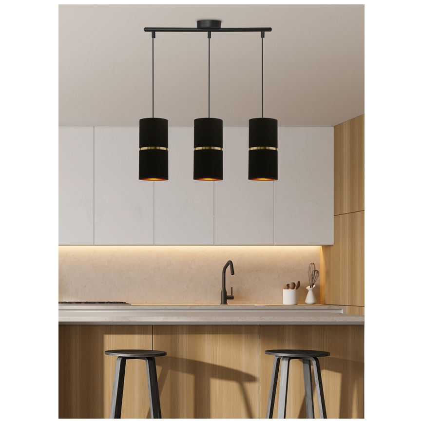Lustra ar auklu GINA 3xE27/60W/230V melna