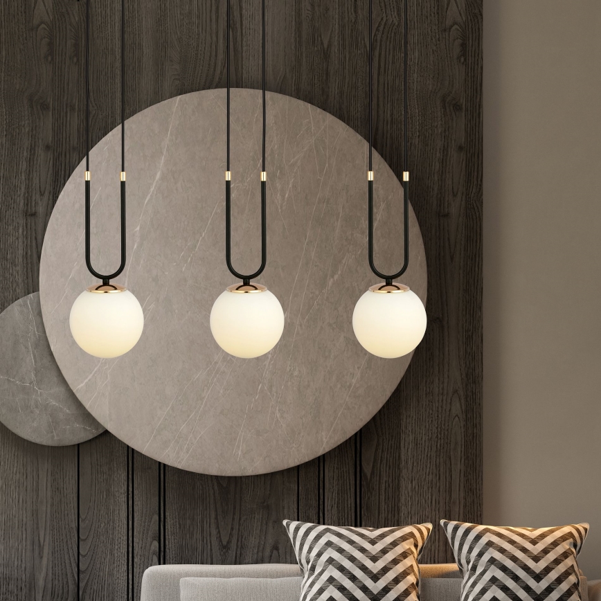 Lustra ar auklu GLAM 3xE14/10W/230V melna