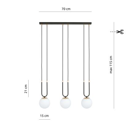 Lustra ar auklu GLAM 3xE14/10W/230V melna
