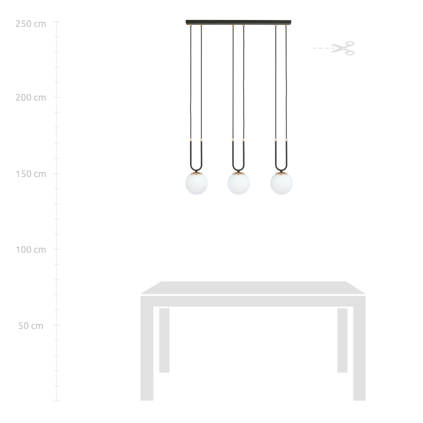 Lustra ar auklu GLAM 3xE14/10W/230V melna