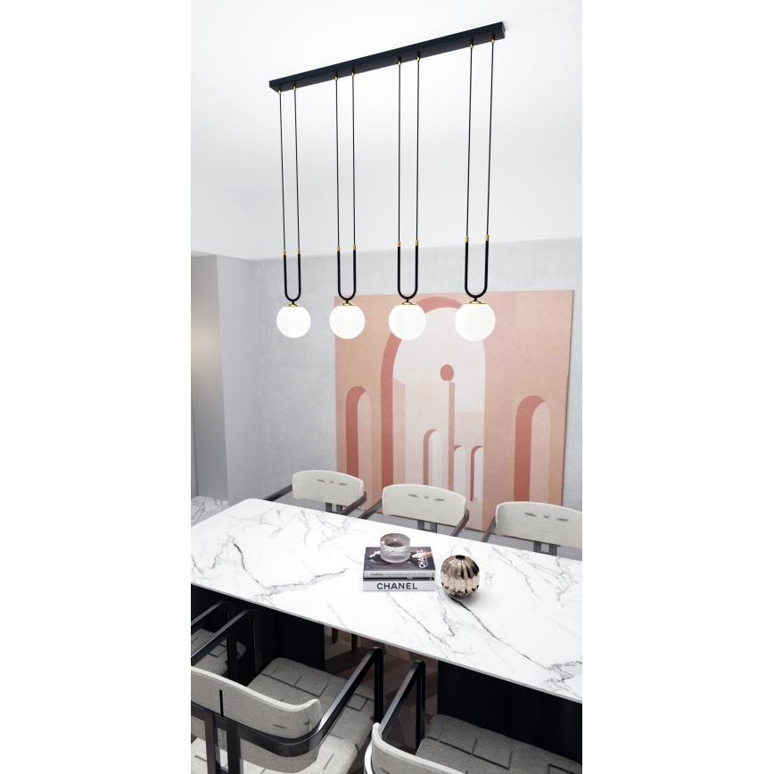 Lustra ar auklu GLAM 4xE14/10W/230V melna