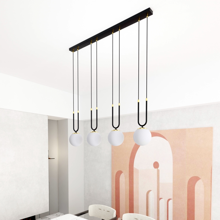 Lustra ar auklu GLAM 4xE14/10W/230V melna