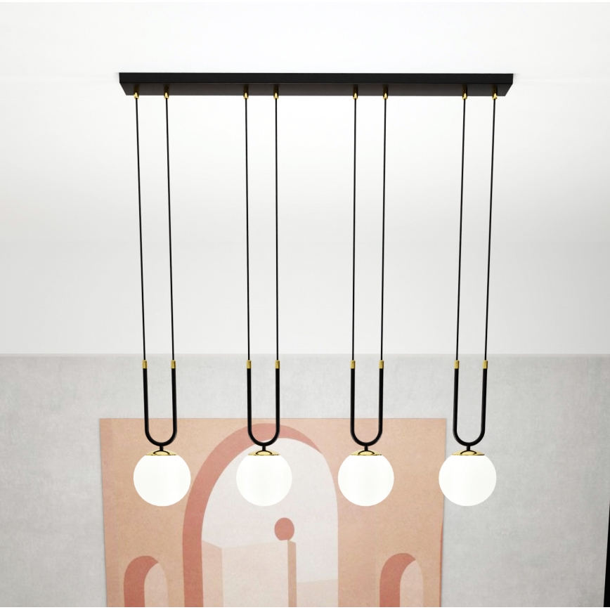 Lustra ar auklu GLAM 4xE14/10W/230V melna