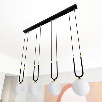 Lustra ar auklu GLAM 4xE14/10W/230V melna