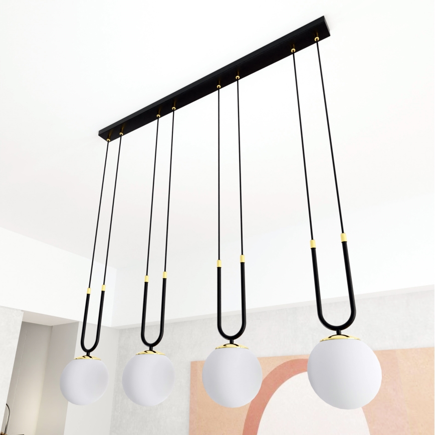Lustra ar auklu GLAM 4xE14/10W/230V melna