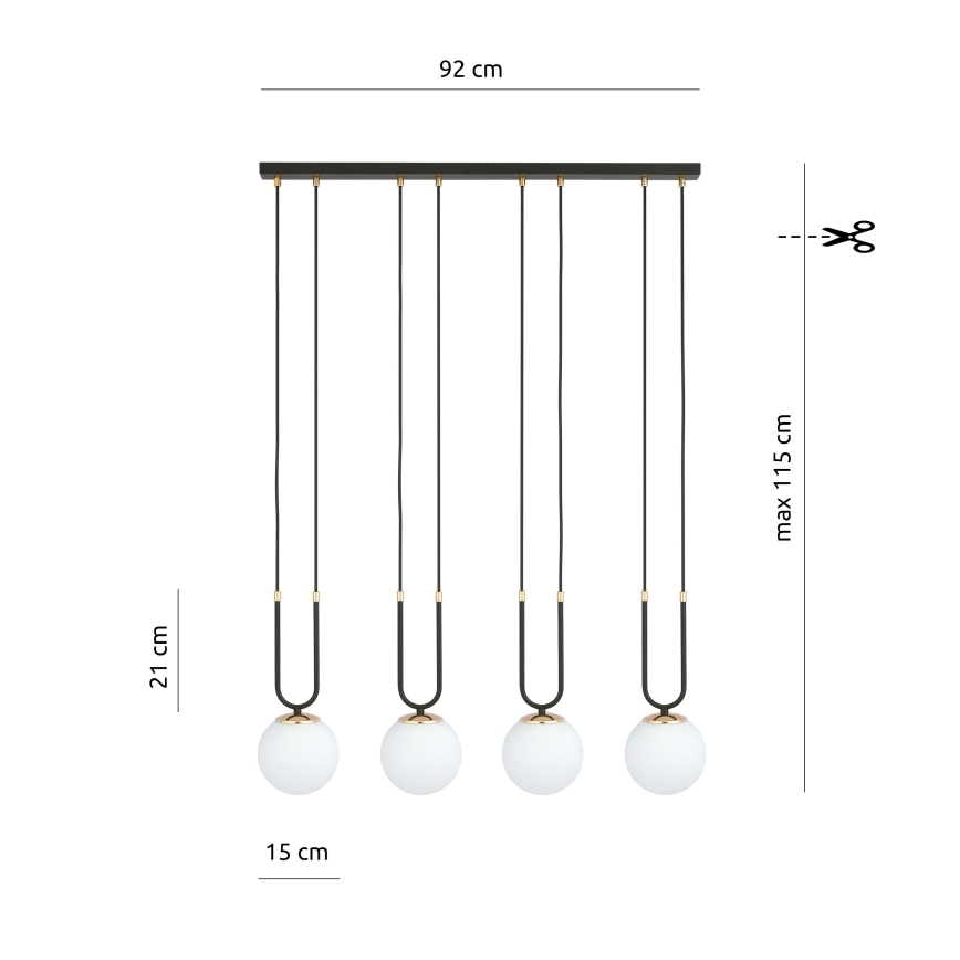 Lustra ar auklu GLAM 4xE14/10W/230V melna