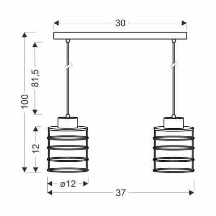 Lustra ar auklu GLOB 2xE27/40W/230V melna