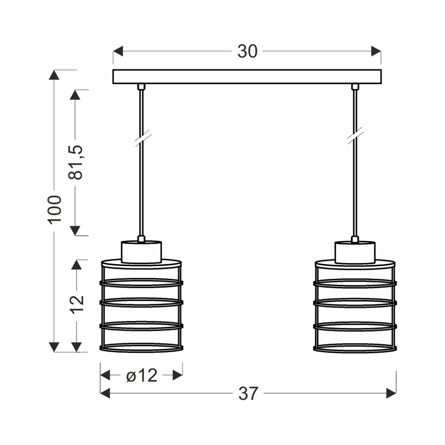 Lustra ar auklu GLOB 2xE27/40W/230V melna