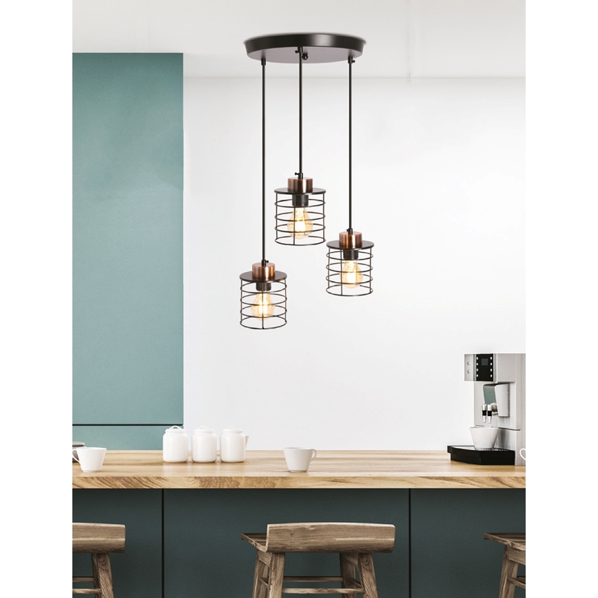 Lustra ar auklu GLOB 3xE27/40W/230V melna