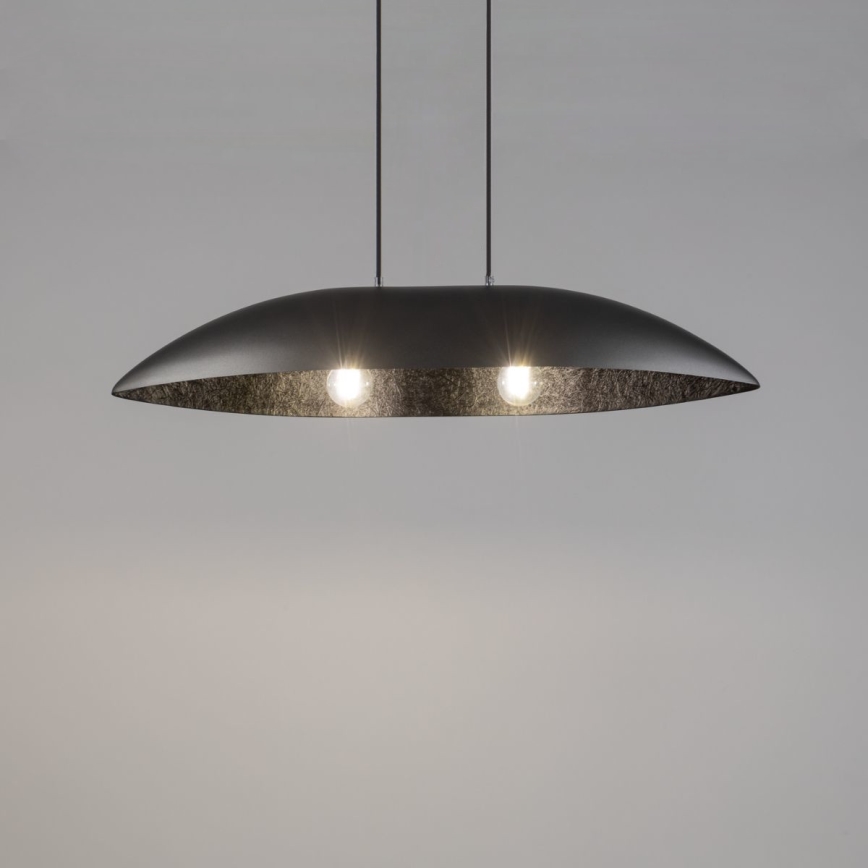 Lustra ar auklu GONDOLA 2xE27/60W/230V sudraba/melna