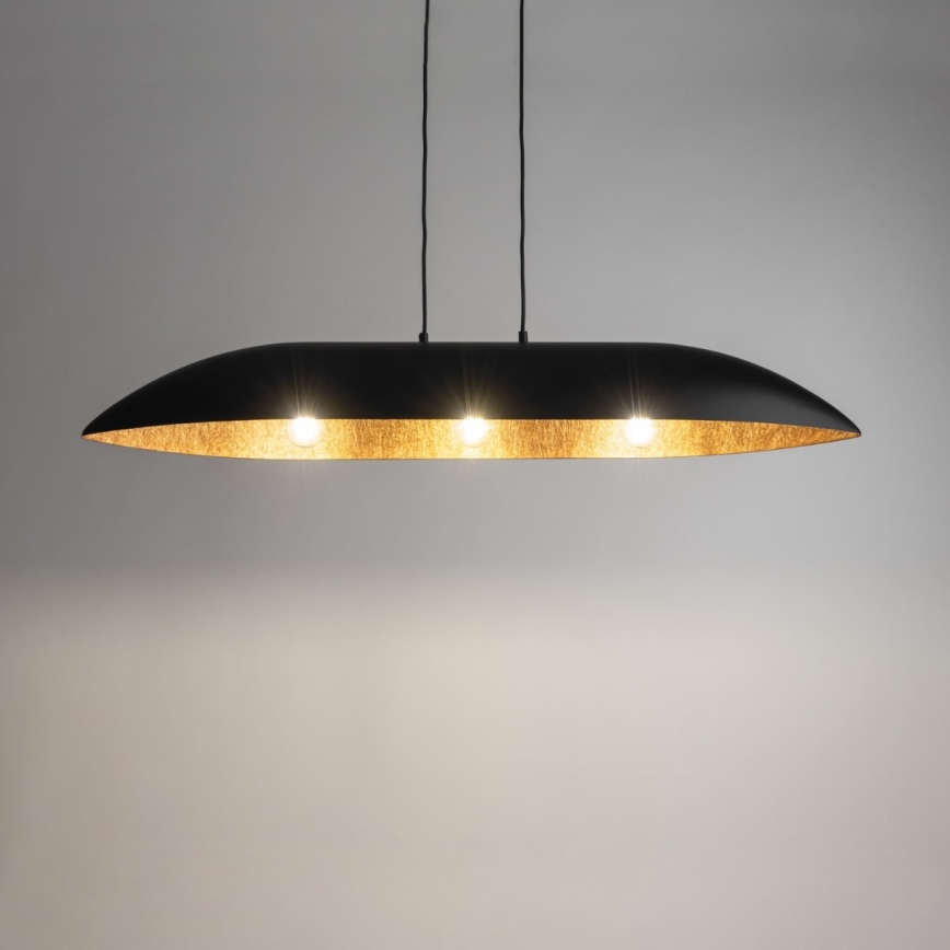Lustra ar auklu GONDOLA 3xE27/60W/230V melna/varš