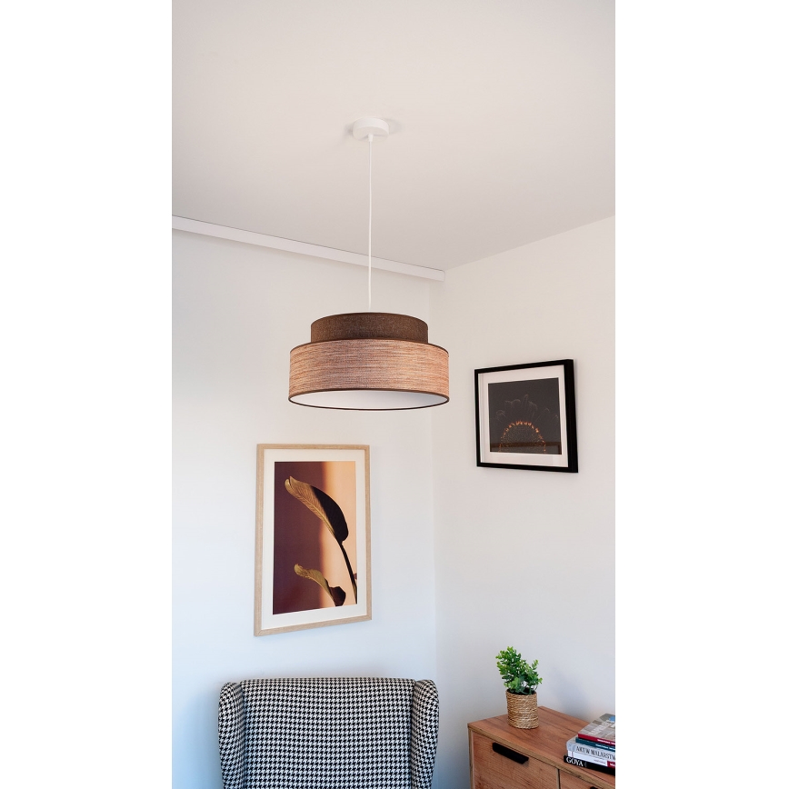 Lustra ar auklu GRACE 1xE27/60W/230V brūna/bēša