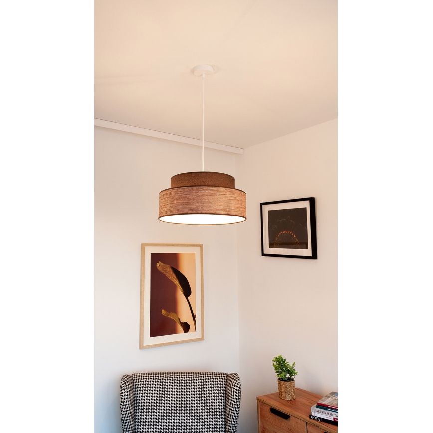 Lustra ar auklu GRACE 1xE27/60W/230V brūna/bēša