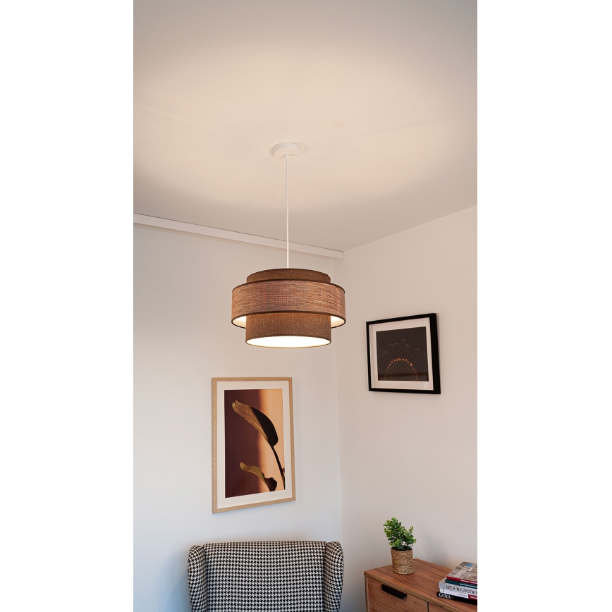 Lustra ar auklu GRACE 1xE27/60W/230V brūna/bēša