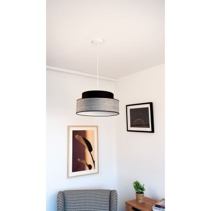 Lustra ar auklu GRACE 1xE27/60W/230V d. 40 cm melna/pelēka