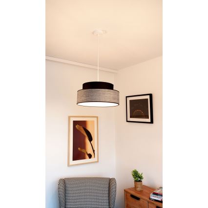 Lustra ar auklu GRACE 1xE27/60W/230V d. 40 cm melna/pelēka