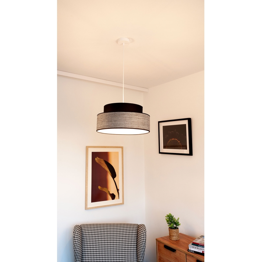 Lustra ar auklu GRACE 1xE27/60W/230V d. 40 cm melna/pelēka