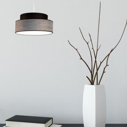 Lustra ar auklu GRACE 1xE27/60W/230V d. 40 cm melna/pelēka