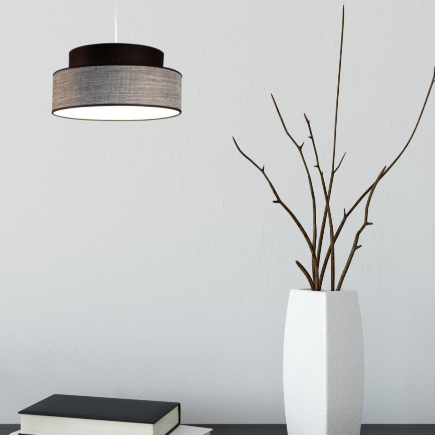Lustra ar auklu GRACE 1xE27/60W/230V d. 40 cm melna/pelēka