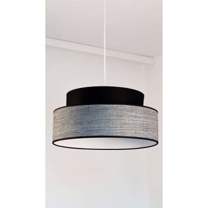 Lustra ar auklu GRACE 1xE27/60W/230V d. 40 cm melna/pelēka